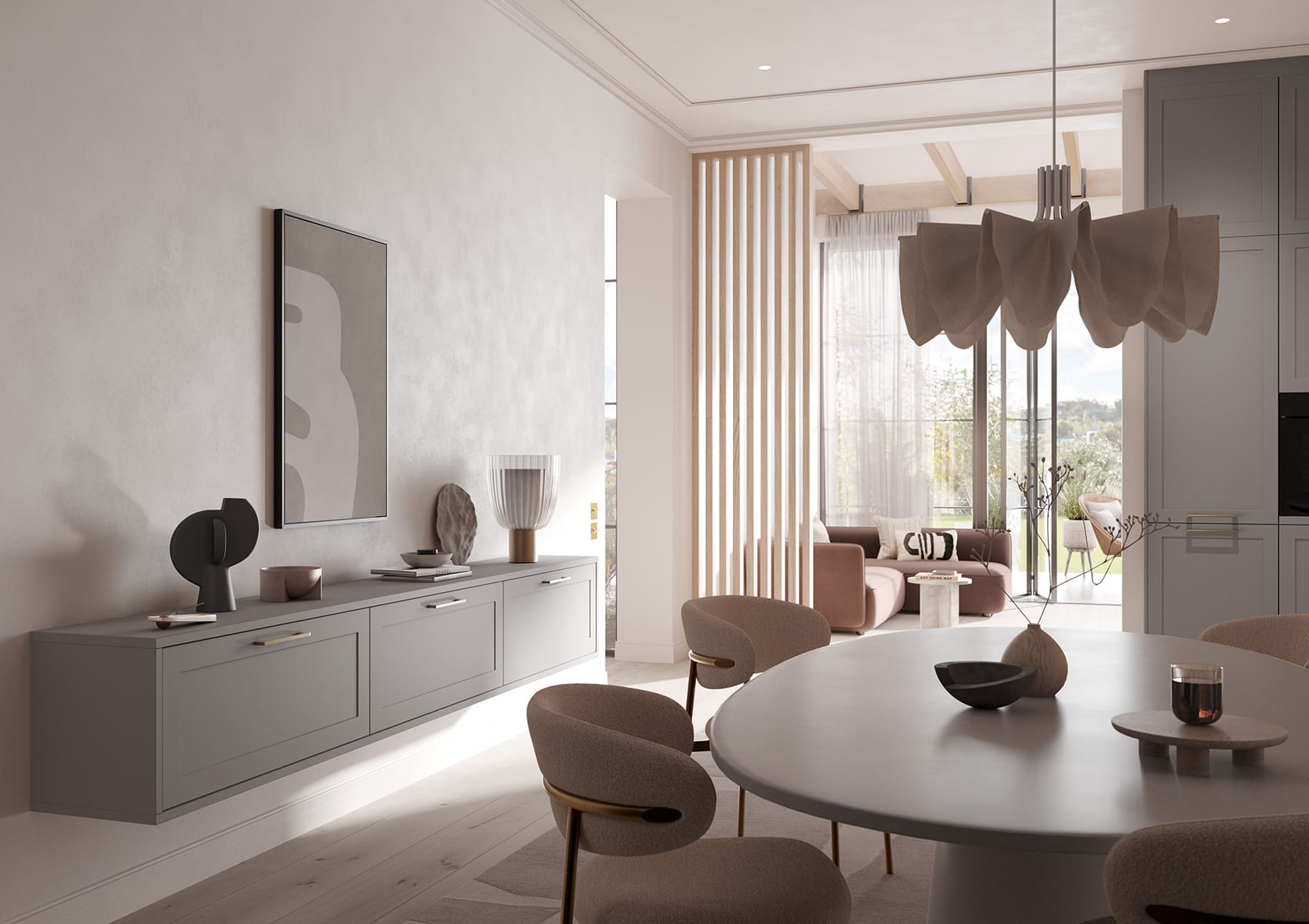Buffet-flottant-grège-collection-systemat-cuisine-privee-AV-8000-GL-Calacatta