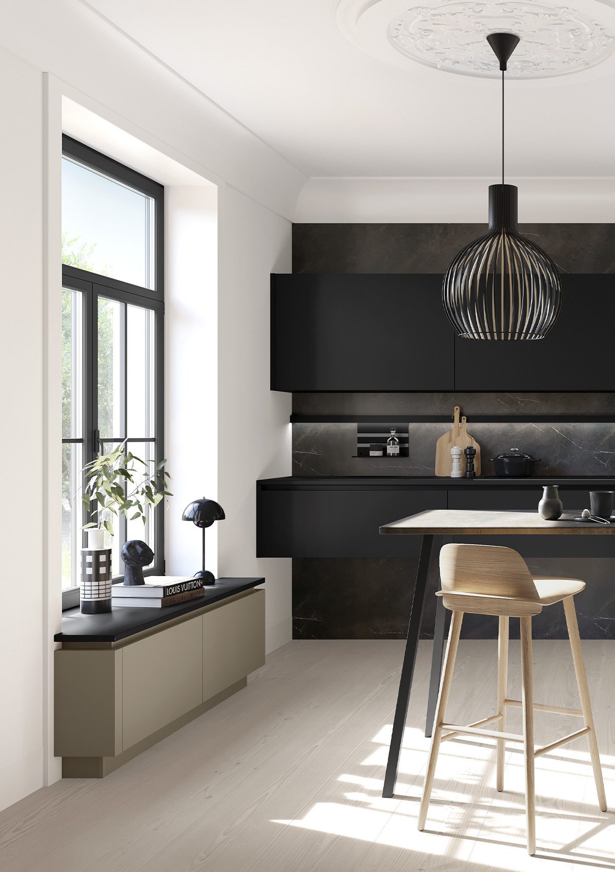 cuisine-chic-contemporaine-hacker-four-et-micro-ondes-encastrables-collection-concept-130-cuisine-privee-porto-gl-ombre-naturelle-&-noir
