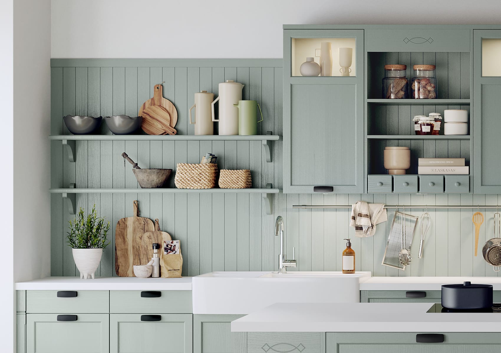 Cuisine-rétro-moderne-crédence-bois-collection-concept-130-häcker-cuisine-privee-BRISTOL-eucalyptus