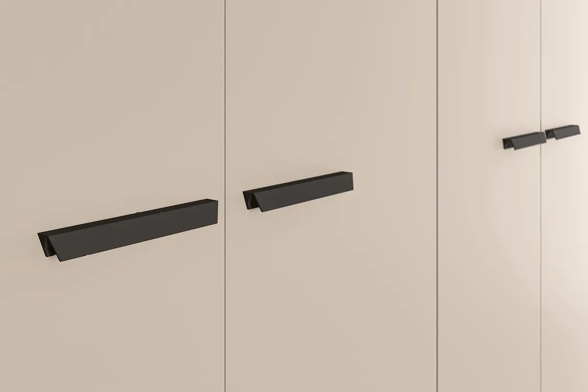 Dressing-minimaliste-d-angle-avec-armoire-double-face-poignée-Trapezio-cuisine-privee