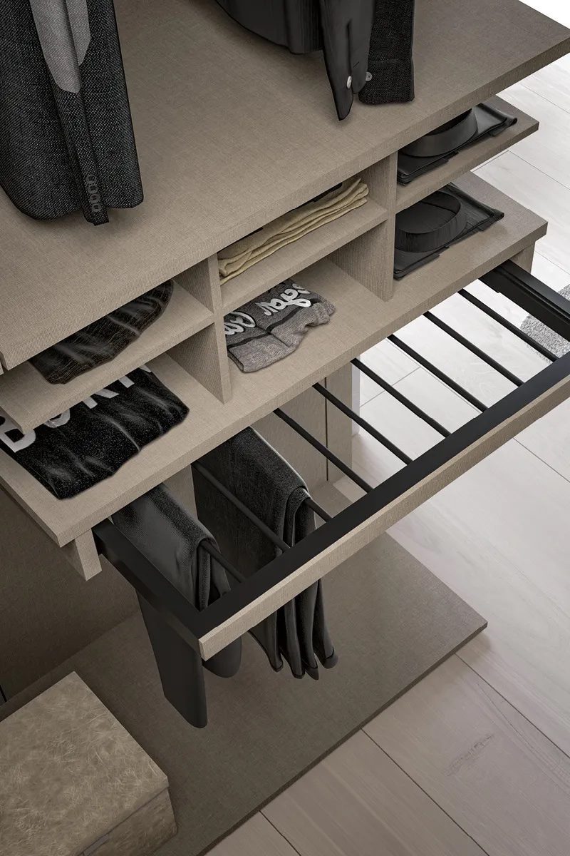 Dressing-minimaliste-d-angle-avec-armoire-double-face-Poignée-Trapezio-collection-cuisine-privee