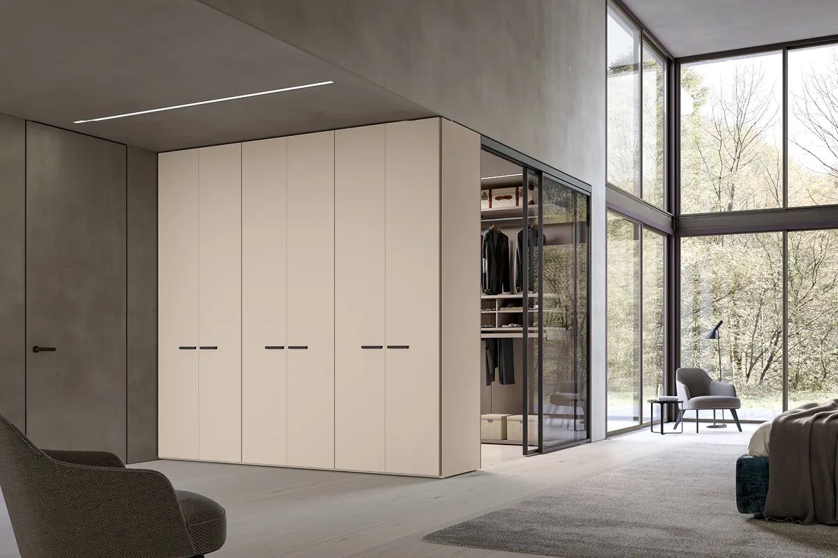 Dressing-moderne-d-angle-avec-armoire-double-face-cuisine-privee