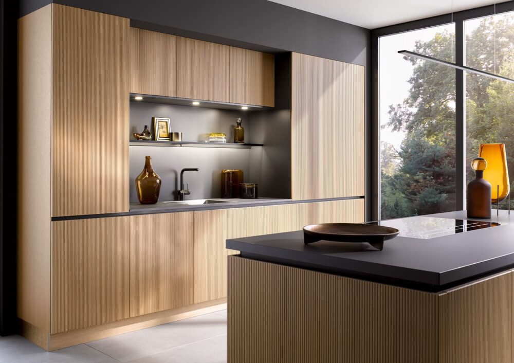 Cuisine Chene Elegant Facades Cannelees En Bois Veritable Cuisine Kuchen Art Sans Poignee