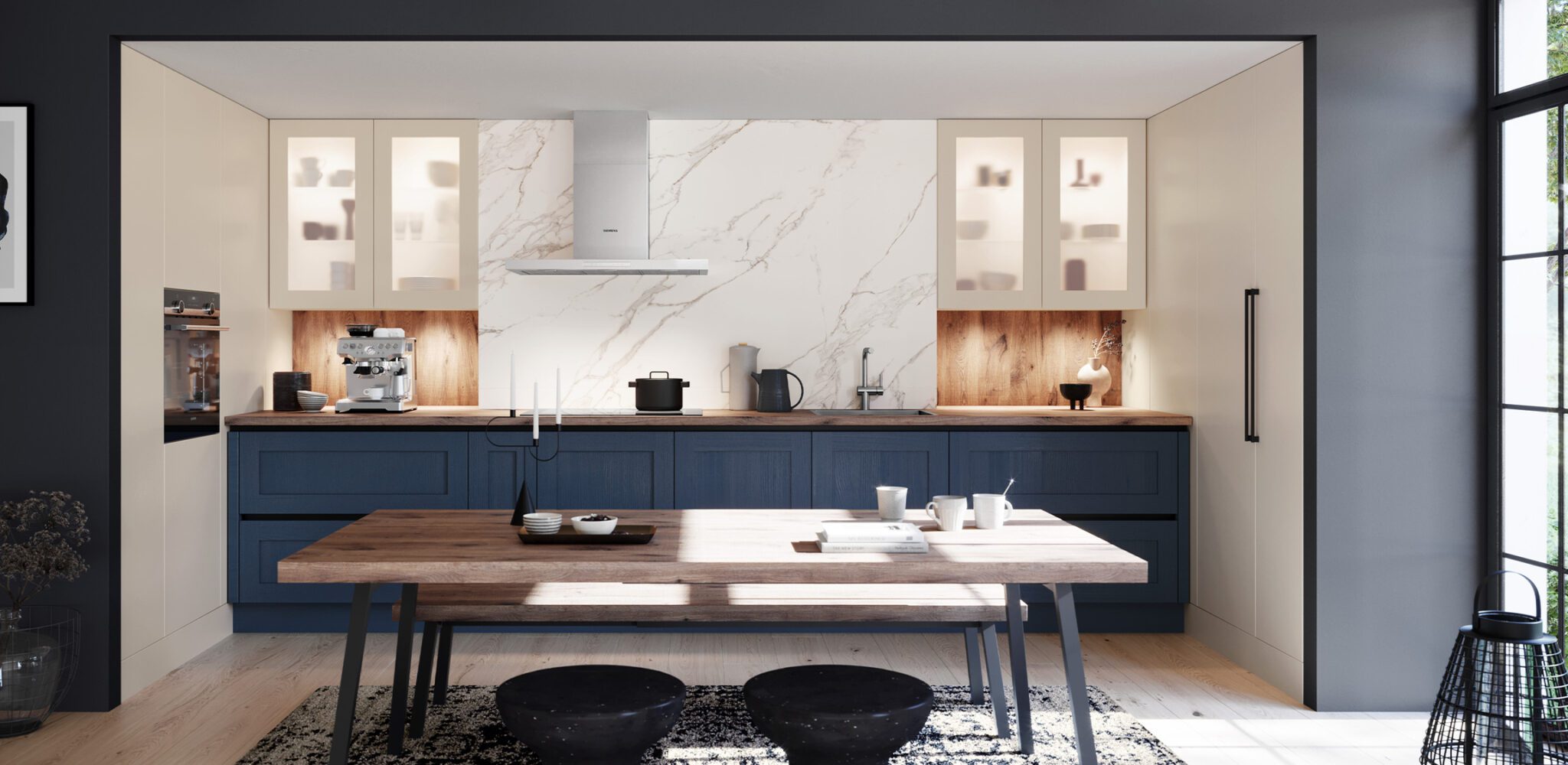 Cuisine-rustique-collection-concept-130-häcker-Kuchenart-HAMPTON-GL-océan
