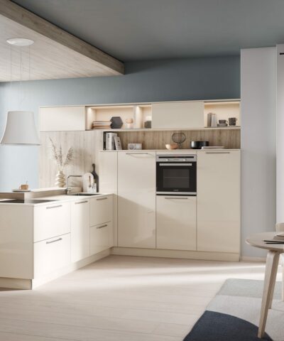 Cuisine Compacte Crème-Magnolia | Décor Chêne d'Été Clair