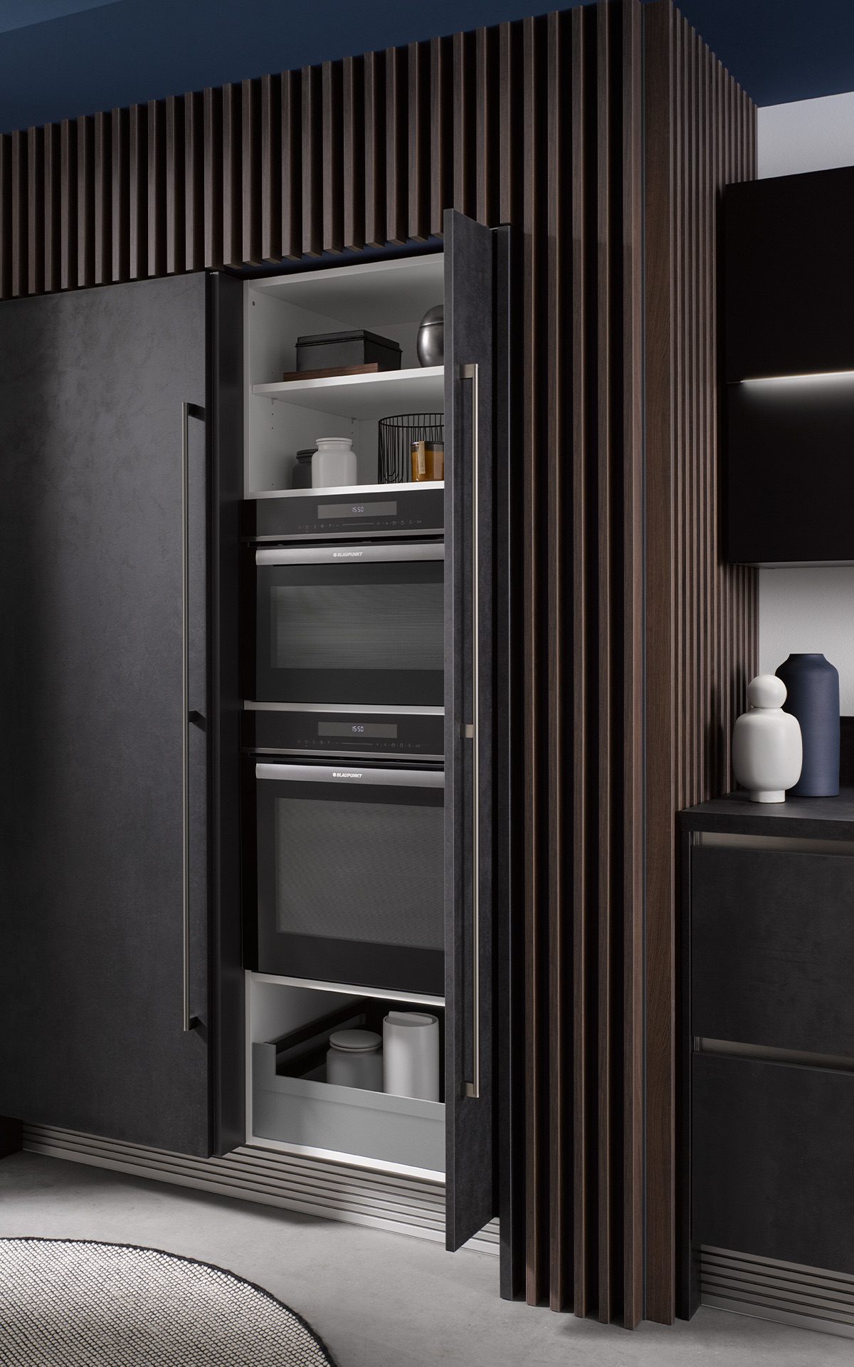 Cuisine-Minimaliste-Comet-GL-Noir-Chêne-Ancien