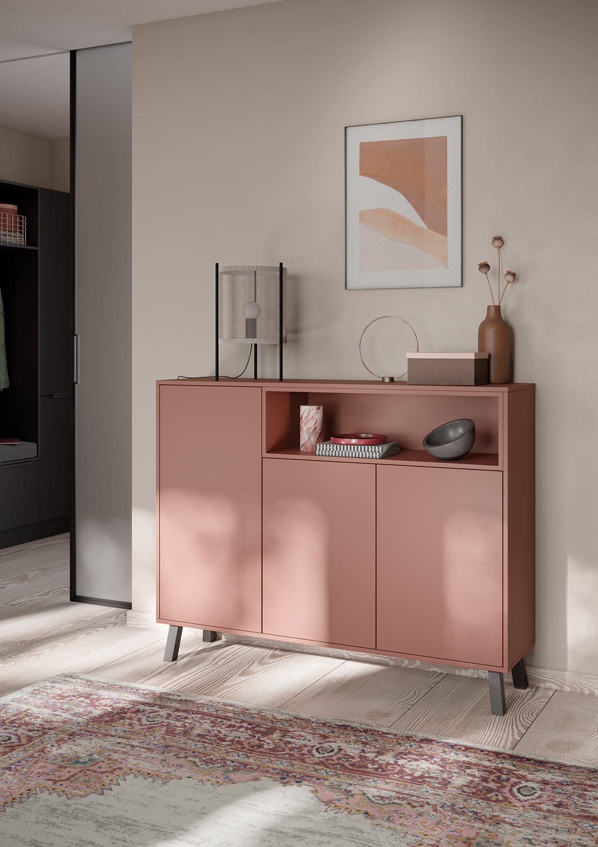 Buffet-moderne-collection-concept-130-cuisine-privee-CALGARY-chêne-velours-noir-et-SCALA