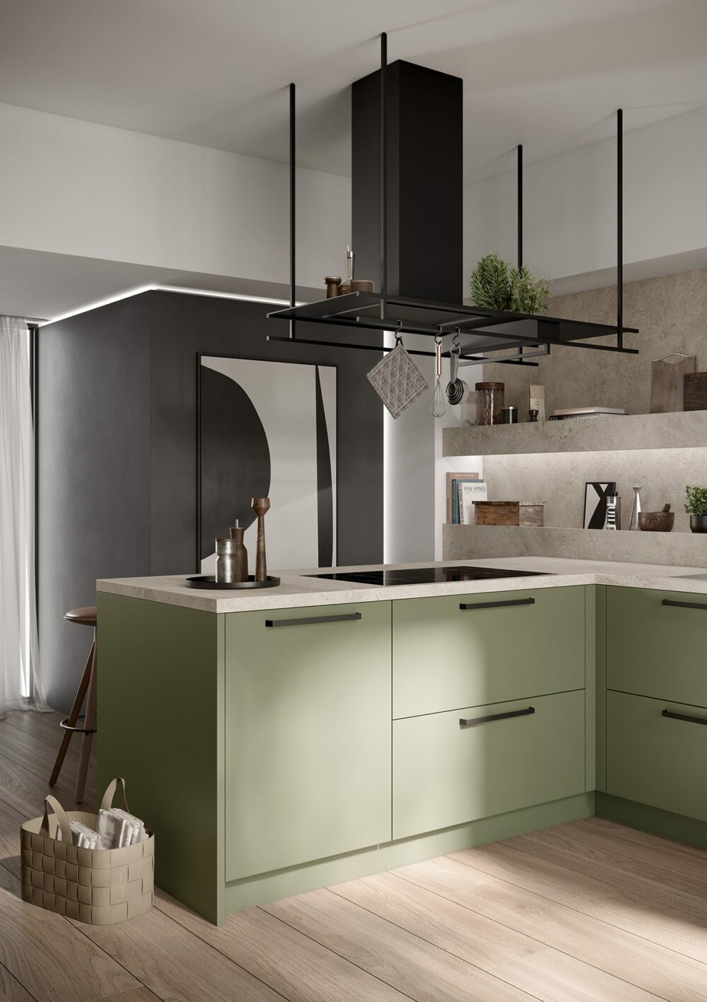 Cuisine Moderne Vert Olive Collection Concept 130 Cuisine Kuchen Art Scala Vert Olive