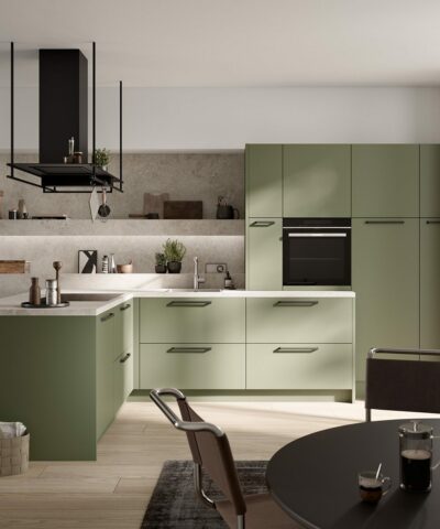 Cuisine Moderne Vert Olive Rangement Optimise Collection Concept 130 Cuisine Kuchen Art Scala Vert Olive