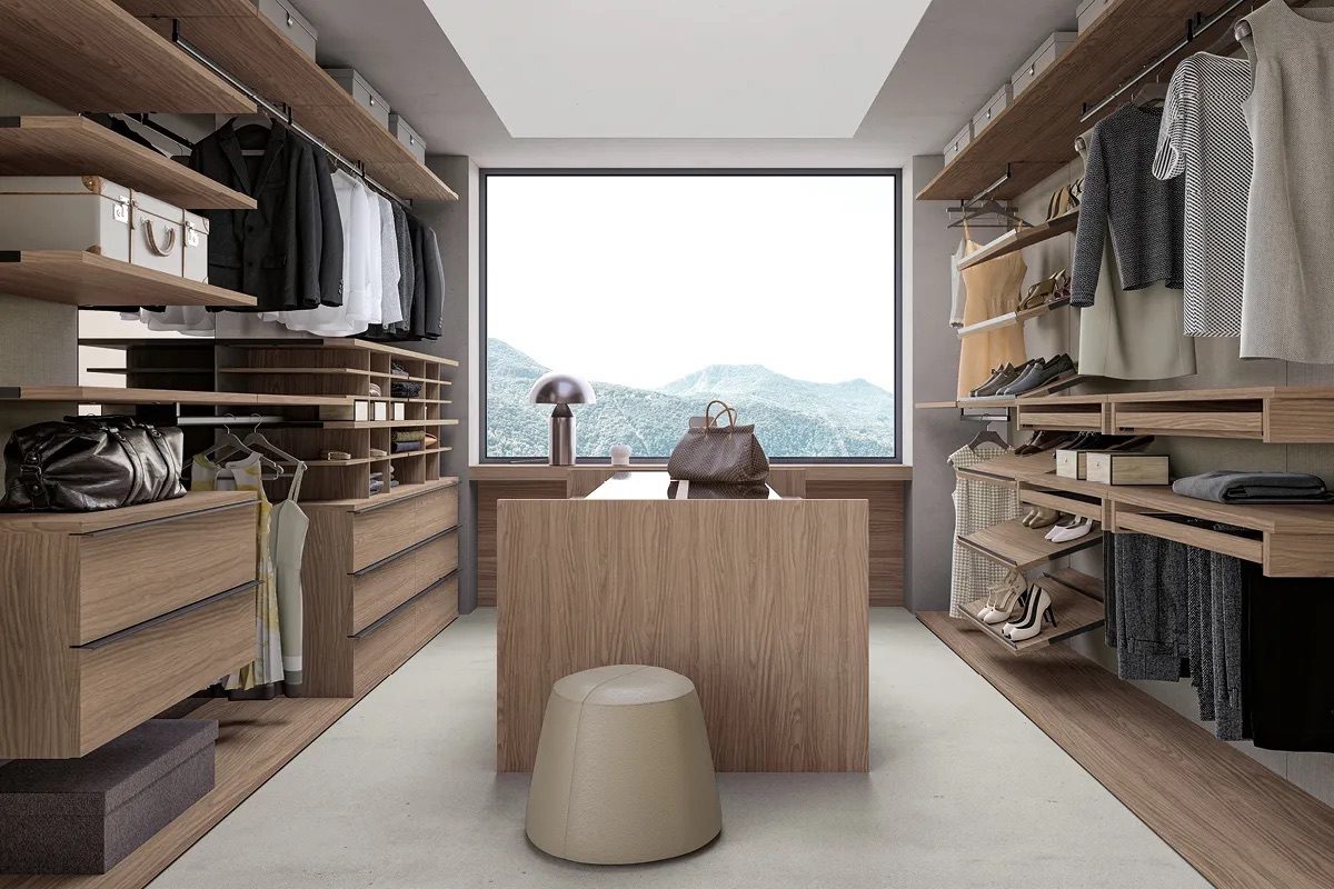Dressing-avec-portes-coulissantes-et-îlot-central-bois-collection-adok-cuisine-privee