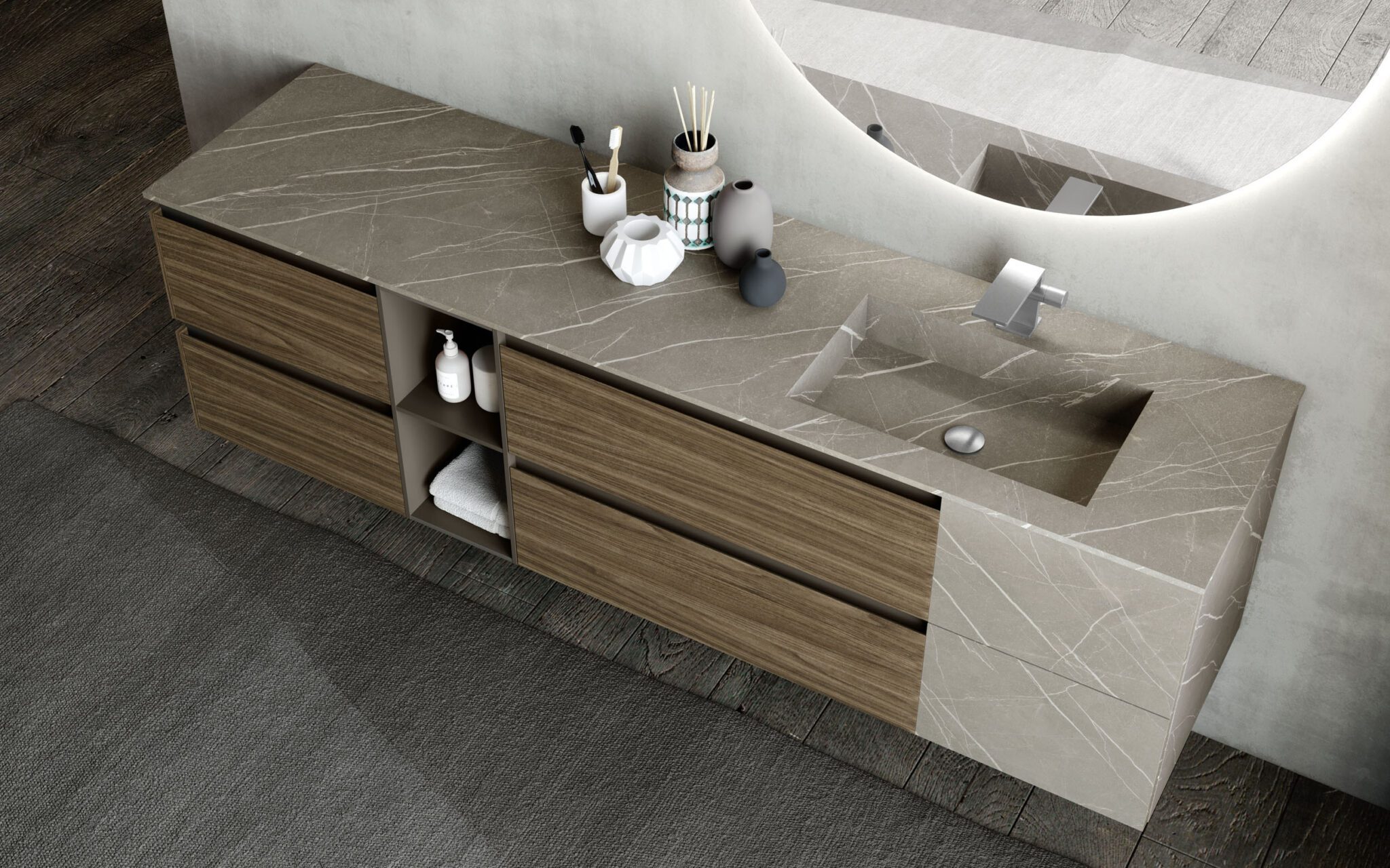 espace-de-détente-baignoire-sophistiquée-miroir-rétro-éclairé-base-stratifiés