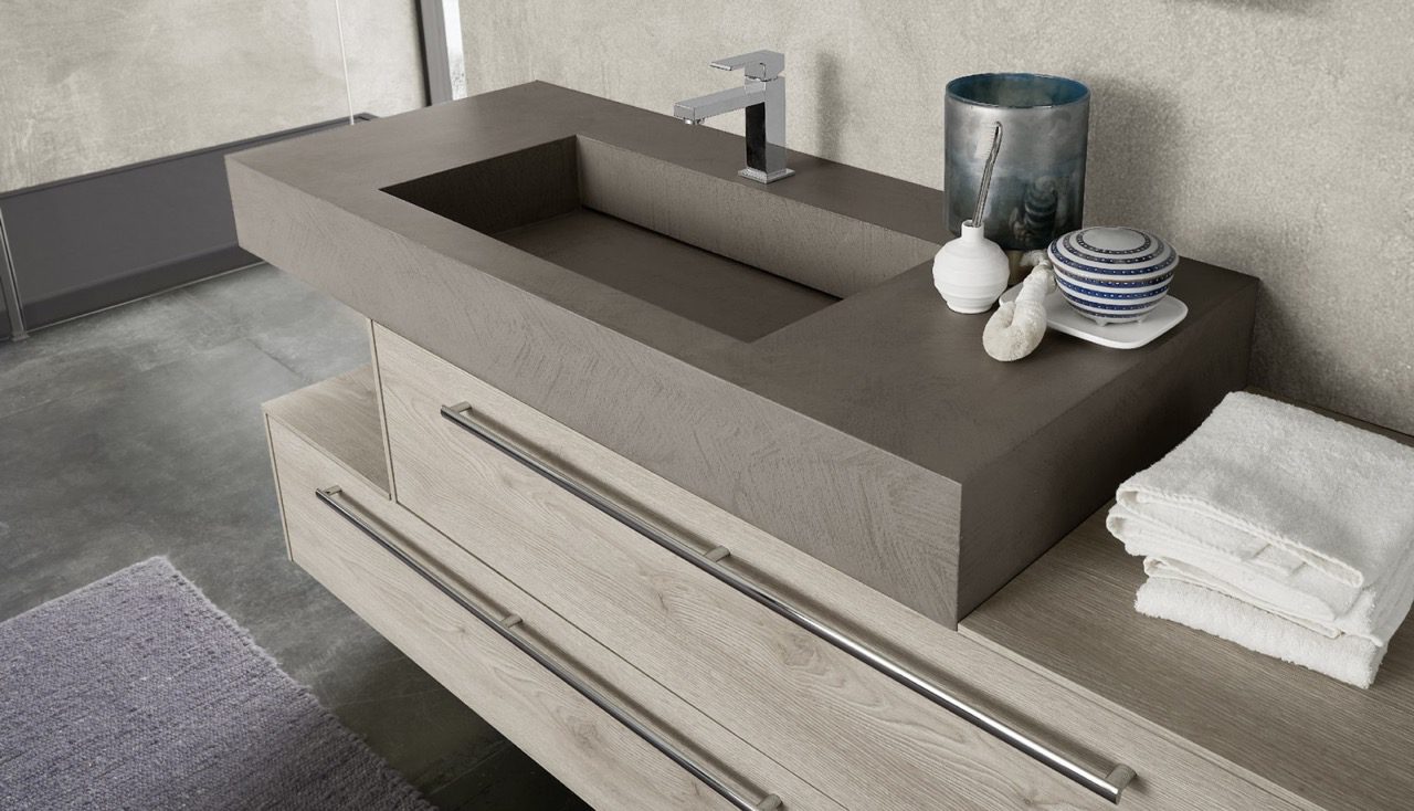 Salle-de-Bain-chic-avec-Vasque-Intégrée-Scivolo-style-minimaliste-couleurs-bois Large