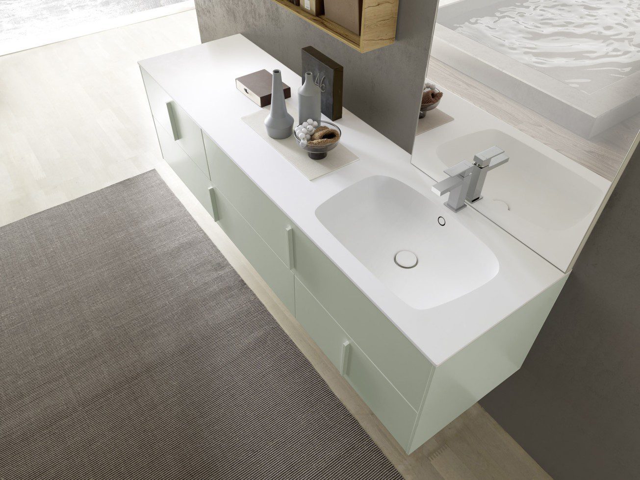 Salle-de-Bain-Moderne-en-Ocritech-blanc-couleur-menthe-avec-Vasque-Intégrée-collection-M-system-c-014