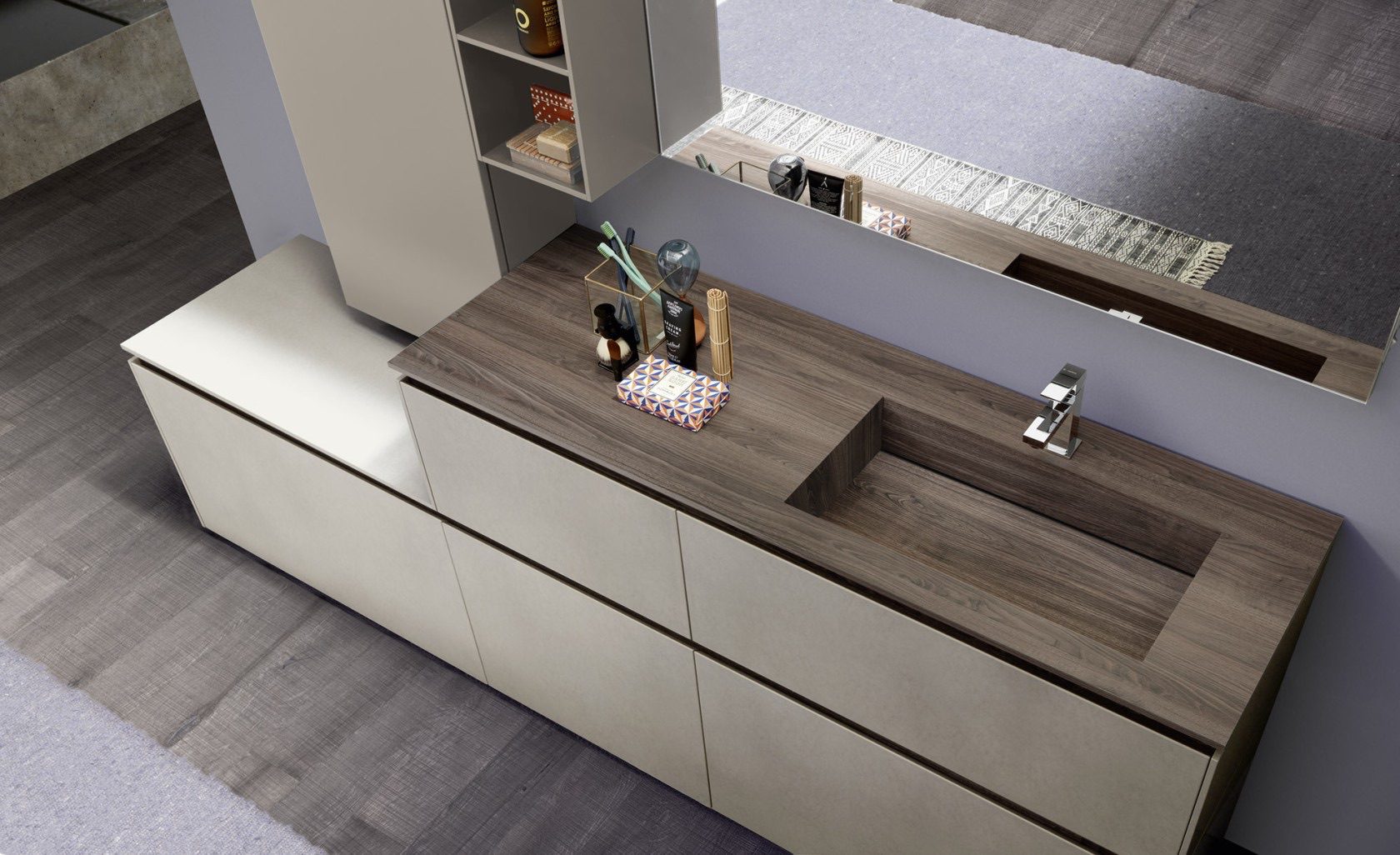 Salle-de-bains-Plan-en-HPL-Unicolor-Noce-Savoia-Cuisine-privee-Finitions-Sophistiquées