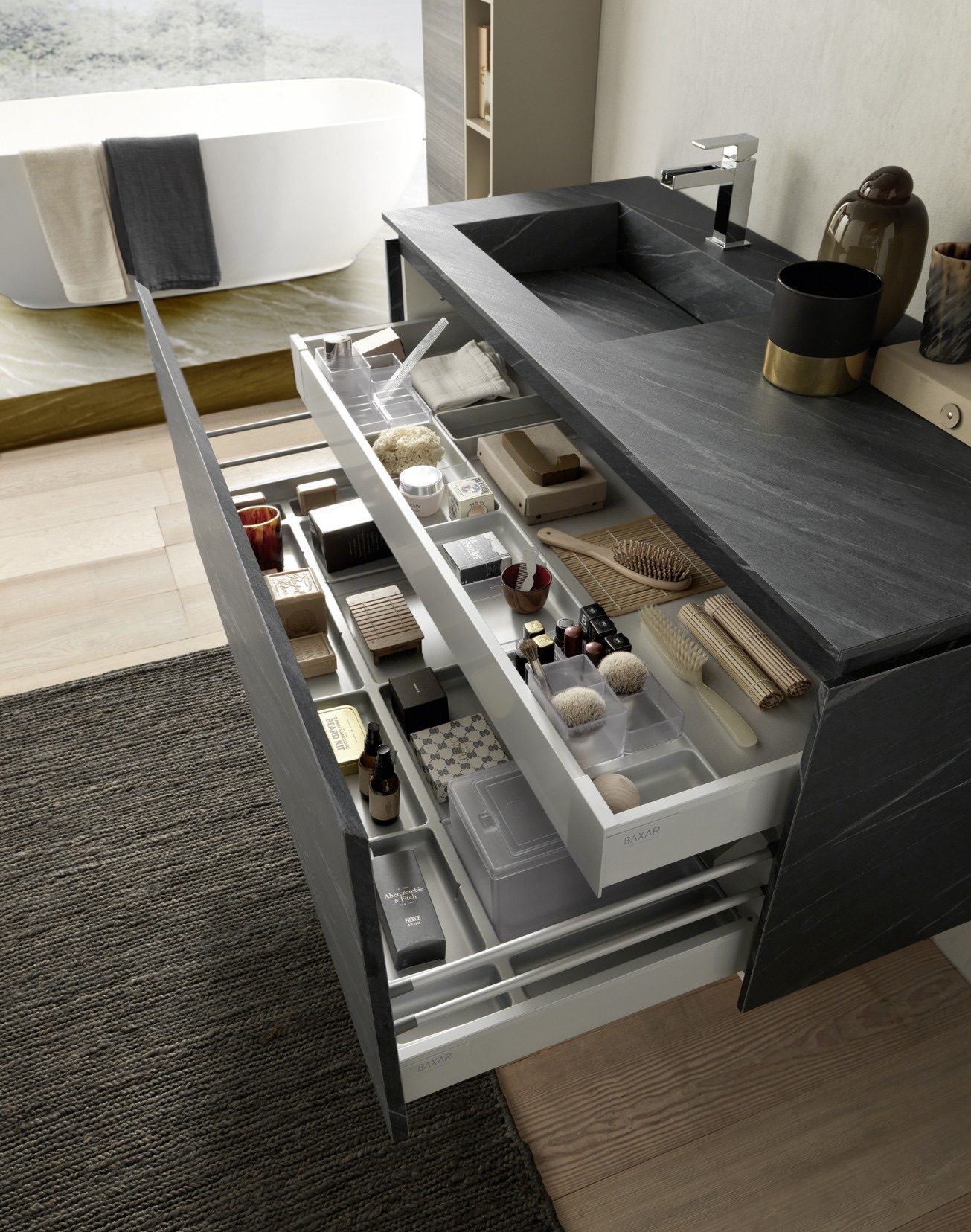 Salle-de-bains-Cuisine-privee-Nature-et-Technologie-Mélange-de-Finitions-Précieuses