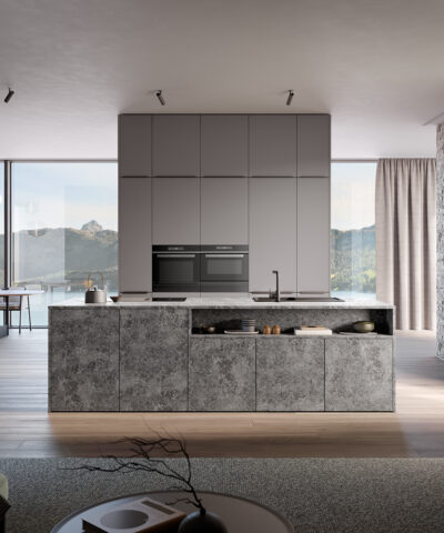 Cuisine moderne | Effet granit gris foncé & style intemporelle