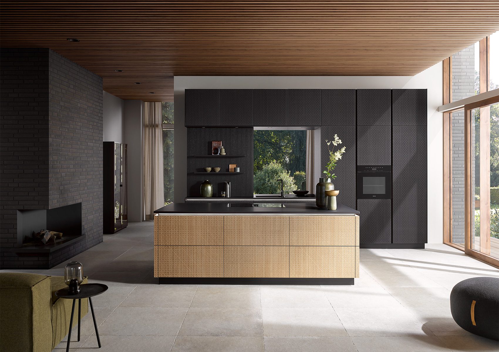 Cuisine_finition_chêne_clair_design_moderne_KüchenArt