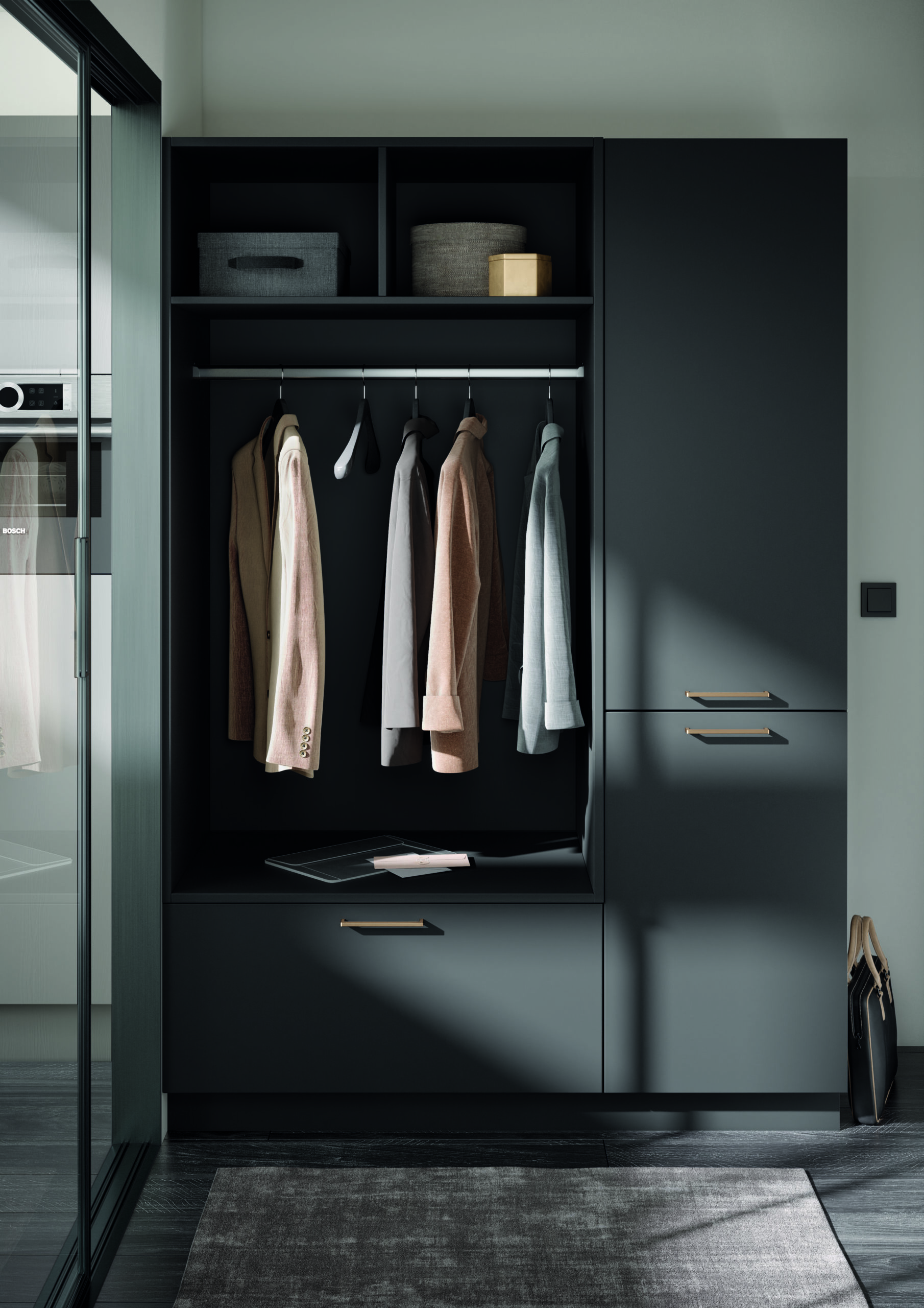 Penderie-Gris-Foncé-avec-Rangement-Ouvert-et-Fermé-Design-Urbain-KuchenArt