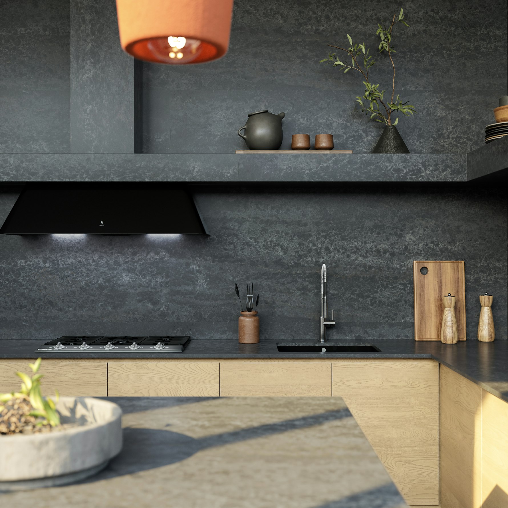 cuisine_moderne_gris_silex_quartz_plan_de_travail_kuchen_art