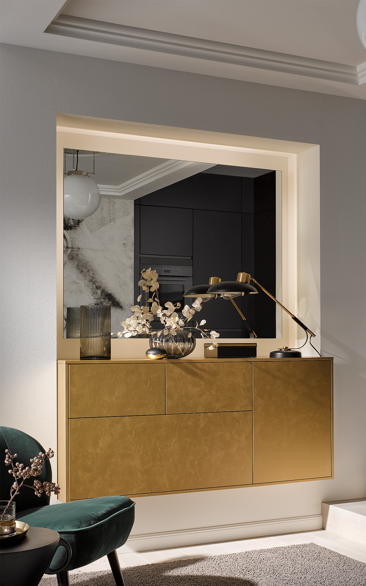 cuisine_raffinee_buffet_dore_design_epure_kuchen_art